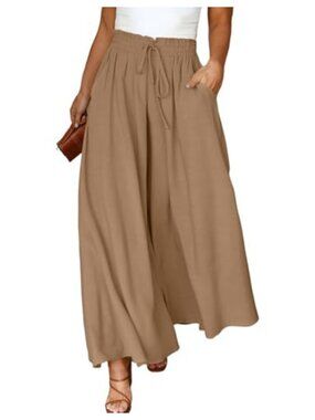 Plus Size Wide Leg Palazzo Pants High Waist Flowy Casual